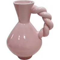 House Vitamin Vase twisted handle dolomite pink 17.5x13.5x22cm