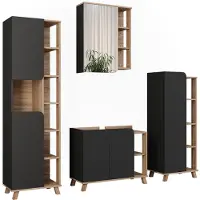 Vicco Karen Badkamermeubelset – 4 delen Sonoma/antraciet
