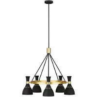 FEISS LED Kroonluchter | 5X E27 Max 60W | Dimbaar | Midnight Black / Burnished Brass