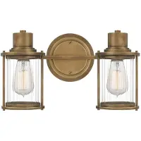 QUOIZEL Wandlamp Riggs, brons / oud-messing, Badkamer, metaal, Wandlamp