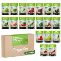 Organifer Biologische Groentezaden Pakket - 19 Soorten - Tomaten Zaden - Komkommer Zaden - Peper Zaden - Paprika Zaden - Courgette Zaden - Groentezaden Moestuin - Moestuinzaden - Biologische Zaden - Organifer