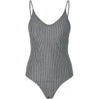 Pieces Dames badpak pcbaomi ronde hals zwart/wit gestreept