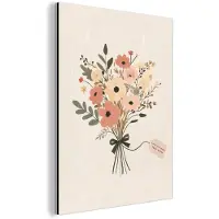 MuchoWow Aluminium schilderij 120x160 cm - Wanddecoratie metaal - Bloemen - Quote - Beige - Lint - Metalen muurdecoratie woonkamer - Decoratie industrieel - Foto op dibond - Industriële accessoires slaapkamer