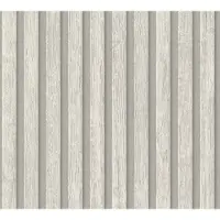 A.S. Création Vliesbehang met houtpanelenmotief - grijs, crème