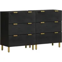 vidaXL Dressoirs 2 st 60x33x75 cm bewerkt hout zwart