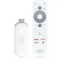 Abcom Stick HD Android TV Media Player Stick Wit (Full HD, HDMI, 5GHz WiFi, Spraakafstandsbediening, Streaming Media Speler, Wit