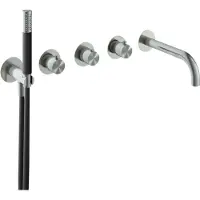 Hotbath Archie AR7172EXT afbouwdeel inbouwthermostaat met staafhanddouche aan houder, 2 stopkranen en uitloop RVS316