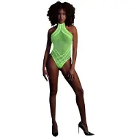 Ouch! Glow in the Dark Body met halterhals - Groen