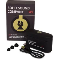 Soho Headset W1 met Powerbank, Touch, In-Ear, Draadloos, Zwart