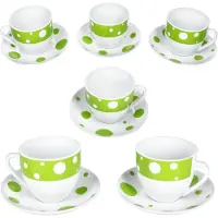 MamboCat Set van 6 PULA GREEN porseleinen kop en schotel 6 personen