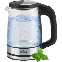 Homelux - Elektrische Waterkoker - Waterkoker - 1,8Liter - 360° draaibaar - 1500W - Glas - Glazen Waterkoker - RVS - Met LED