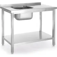 Hendi Spoeltafel met schap – robuust roestvast staal – wasbak links – 800x600x850 mm