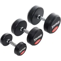 Taurus Studio Dumbbell Gerubberd 28kg – Professionele Halter per Stuk – Staal met Rubberen Coating – Ergonomische Grip – Verkrijgbaar tot 50 kg