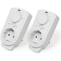 McPower Set van 2 - TCU-330 Stopcontact Plug-in Thermostaat 5-30°C - Analoog - Koelen/Verwarmen - Randaarde (Niet geschikt voor België )