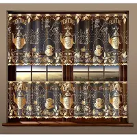 Wisan - Tea - Jacquard vitrage 200 x 90 cm - Gordijnen - Curtains - Jacquardgordijnen- Kleuring van diepe aarde met gouden patroon- 200 x 90 cm