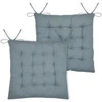 Stof Textile stoelkussen Coline - 2x - ijsblauw - 38 x 38 x 4 cm - touwtjes sluiting - zitkussens - binnen/buiten