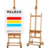 Meeden Grote Studio Ezel Hout met H-Frame Beukenhouten Kunstenaars Ezel, Verstelbare, Verplaatsbare, Kantelbare, Vloer Schilder Ezel, Houdt Canvas Kunst tot 48 Inch Vast