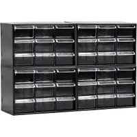 PlasticForte Sorteerbakjes spijkers/schroeven - 36x lades - 18.5 x 10 x 12 cm - opbergkastjes - ophangbaar - zwart/transparant