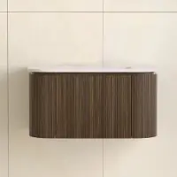 Sanilux Badmeubelset Eleganza 80 cm Solid Surface Zonder Kraangat Dark Walnut
