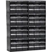 PlasticForte Sorteerbakjes spijkers/schroeven - 72x lades - 18.5 x 10 x 12 cm - opbergkastjes - ophangbaar - zwart/transparant