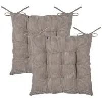 Stof Textile stoelkussen Dandy - 2x - beige - 38 x 38 x 5 cm - touwtjes sluiting - zitkussens - binnen/buiten