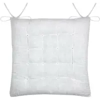 Stof Textile stoelkussen Coline - wit - 38 x 38 x 4 cm - touwtjes sluiting - zitkussens - binnen/buiten