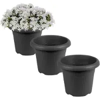 Hega hogar Plantenbak - 5x - antraciet - kunststof - D14 x H11 cm - Plantenbakken/bloembakken voor buiten