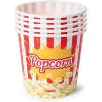 PlasticForte Popcorn bak - 12x - rood/wit retro print - kunststof - 14 x 13 cm - 1.2 liter - herbruikbaar
