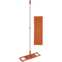 Urban Living vloerwisser microvezel dweil - met steel - verstelbaar - vloertrekker - oranje - met 2x dweilen