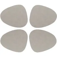 Unique living placemats Floris lederlook - 6x - 39 x 30 cm - lichtgrijs - PU leather - tafel onderleggers