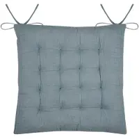 Stof Textile stoelkussen Coline - ijsblauw - 38 x 38 x 4 cm - touwtjes sluiting - zitkussens - binnen/buiten