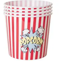 Gerimport Popcorn bak - 10x - rood/wit - kunststof - D21 - 7 liter - herbruikbaar