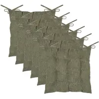 Stof Textile stoelkussen Dandy - 6x - olijfgroen - 38 x 38 x 5 cm - touwtjes sluiting - zitkussens - binnen/buiten
