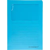 Q-CONNECT L-map met venster | 120 g/m² | A4 | pak van 100 stuks | blauw