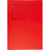 Q-CONNECT L-map met venster | 120 g/m² | A4 | pak van 100 stuks | rood