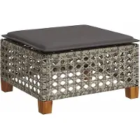 vidaXL Tuinkruk met kussen 63,5x56x32 cm poly rattan grijs