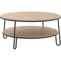 Harto Eugénie Koffietafel Natural oak | Matte slate gray | Ø 90 cm