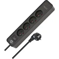 Brennenstuhl Ecolor stekkerdoos met 4 penaarde stopcontacten en 2 USB-C laadpunten (USB-stekkerdoos met schakelaar en 1,5m kabel)