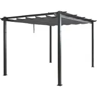 Mendler Aluminium pergola -N93, tuinpaviljoen tuin, stabiel 8cm frame schuifdak UV50+ 3x4m ~ antraciet