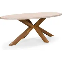 BUITEN living Lorento dining tuintafel 6 personen | polystone + hardhout | travertinlook | 240cm ovaal - ovale tuintafel