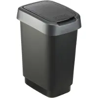 Rotho Twist Afvalbak 10L Dark Silver Zilver zilver Kunststof Prullenbak