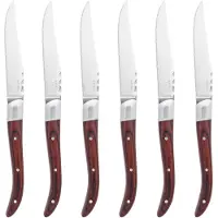Mareld Steak Knives 6-pack Red Wood - Messensets Roestvrijstaal Dark Wood - MAR0295