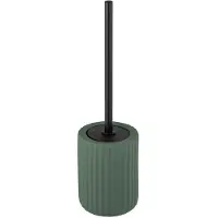 Wenko Toiletborstelhouder Belluno keramiek mat donkergroen - Toiletborstel met houder groen - WC borstel met houder vrijstaand - Soft touch oppervlak