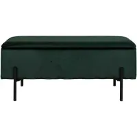 House Nordic Watford bank met opbergruimte groen velours, zwart.