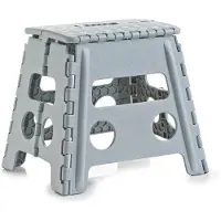 Zeller , Premium vouwkruk, opvouwbaar, kunststof, grijs, TÜV-goedgekeurd, draagvermogen tot 150 kg, ca. 37 x 30 x 32 cm