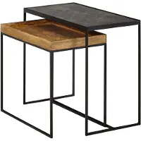Wohnling Bijzettafelset mangohout steenlook
