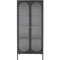 House Nordic Vitrinekast Adelaide | metaal zwart 35x80x180 cm vitrinekasten | NADUVI
