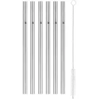 WMF Drinkrietjes 18 cm, set van 6 stuks, met borstel, roestvrij staal,