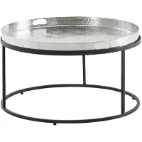 Wohnling Koffietafel Aluminium 62x62x36 cm Salontafel Gehamerd Metaal Zilver | Tafel Woonkamer Rond | Woonkamertafel Modern | Kleine Bijzettafel
