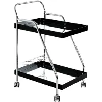 Haku serveerwagen, chroom, zwart - Metaal, met spiegel, afmetingen: 62x84x46 cm